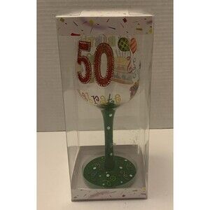 50th Birthday Wine Glass (New In Box ).